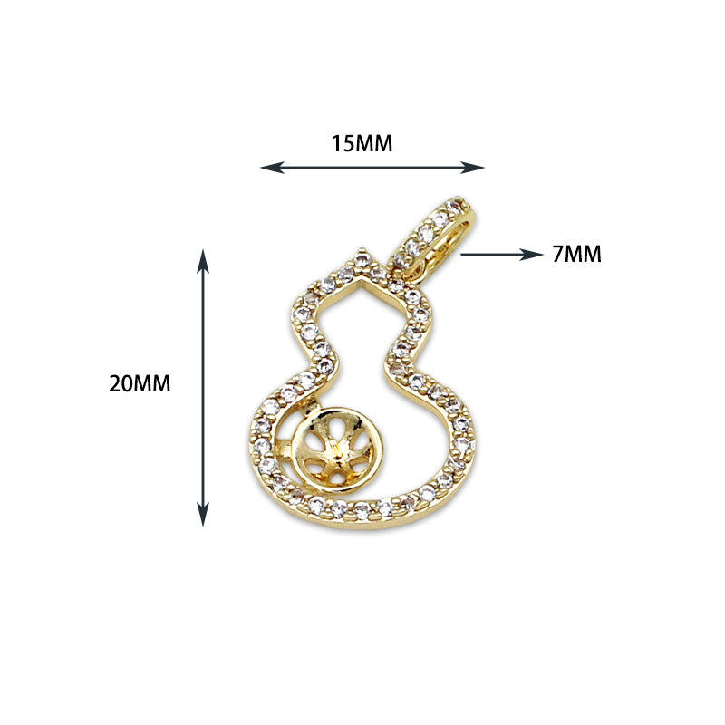 Wholesale Micro Inlaid Zircon Gourd Pearl Holder Copper DIY Jewelry Accessories